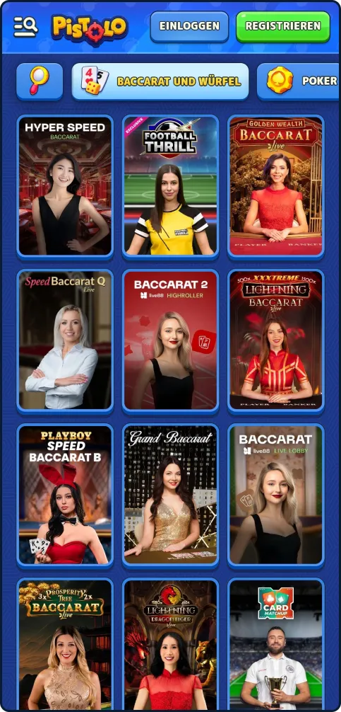 Live-Baccarat im Pistolo Casino erleben