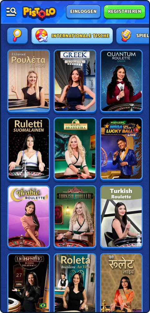 Internationale Live-Casino-Tische in verschiedenen Sprachen