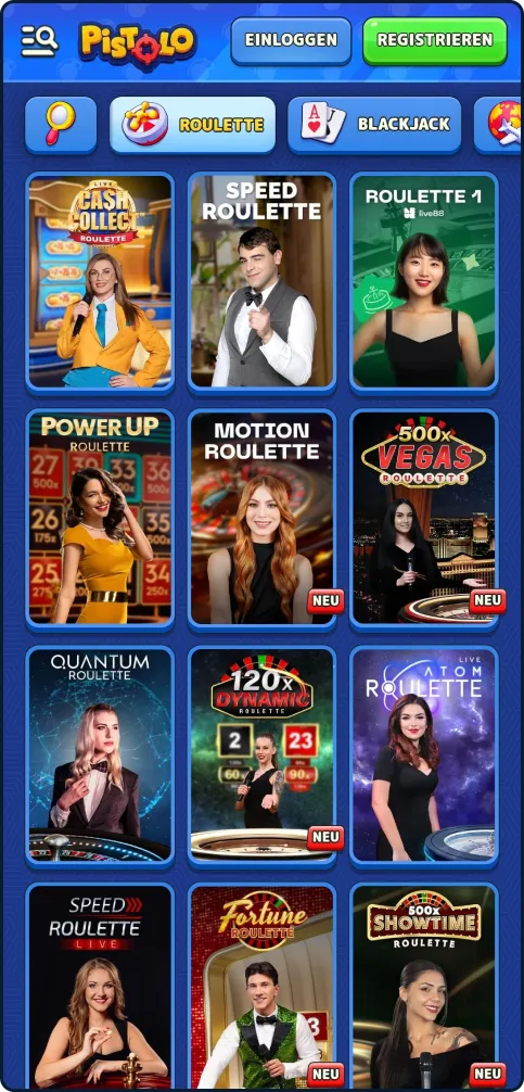 Live-Roulette-Tische im Pistolo Casino